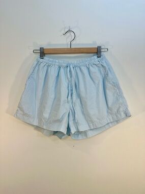EUC Piyama High Rise Baby Blue Drawstring Elastic Waist Pajama Shorts XS Cotton
